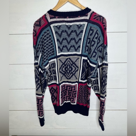 Vintage London Fog Sweater – Made in USA – Size M – Bold Geometric Knit - Picture 4 of 5
